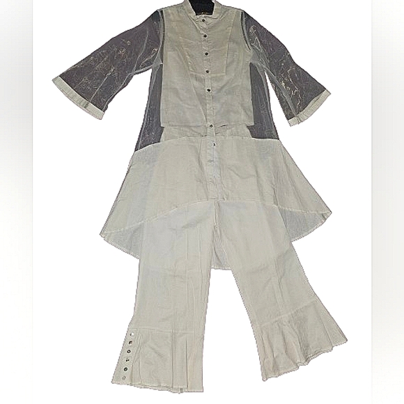 NWT LISA RENE, 3 PIECE LINEN/SHEER PANT SUIT SIZE M - Picture 3 of 15